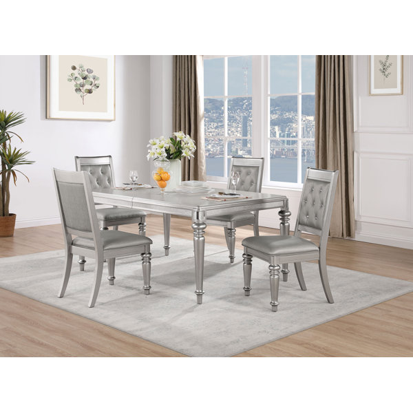 Coaster Fine Furniture Bling Game Dining Room Set Metallic Platinum